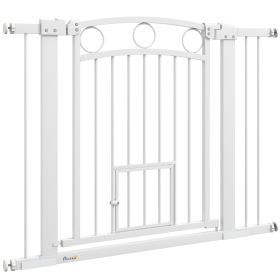 30" Extra Tall Dog Gate w/ Cat Door, 2 Extension Kits, for Doorways, Hallways, Stairways, 30"-41" Width