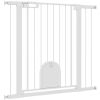 30"-41" Extra Wide Pet Gate Barrier with Small Door, 35"H Dog Gate with Safety Gate Barrier, Stair Pressure Fit, White