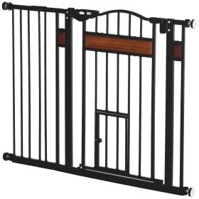 29.1''-41.3'' Extra Wide Dog Gate with Cat Door, Stair Pressure Fit, Auto Close, Double Locking, for Doorways, Hallways