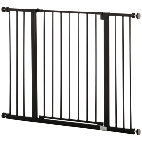 Pressure Fit Dog Gate Pet Barrier for stairs doorway, 29.9''- 42.1'' Width Black