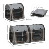 39" Travel Pet Carrier, Portable Soft-Sided Cat Carrier with Divider, Two Compartments, Cushions, & Storage Bag, Grey