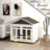 40"L Wooden Dog House Outdoor Indoor for Small, Medium, Large Dogs, with Air Vents & Elevated Removable Floor