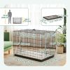 41" Dog Crate with 2 Doors, Folding Metal Dog Cage with Soft Cushion, Removable Tray, Handle, for Small Dogs, Black