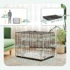 30" Dog Crate with 2 Doors, Folding Metal Dog Cage with Soft Cushion, Removable Tray, Handle, for Small Dogs, Black