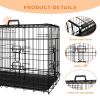 Dog Crate, 48 Inch Large Dog Cage with Divider and Plastic Leak-Proof Pan Tray, Double Door Folding Metal Wire Cage for Indoor, Outdoor, and Travel