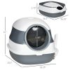 PawHut Dome Covered Cat Litter Box, Sleek Design with Lid, White and Gray
