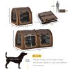 39" Portable Soft-Sided Pet Cat Carrier With Divider, Dual Compartment, Soft Cushions, & Storage Bag - Brown